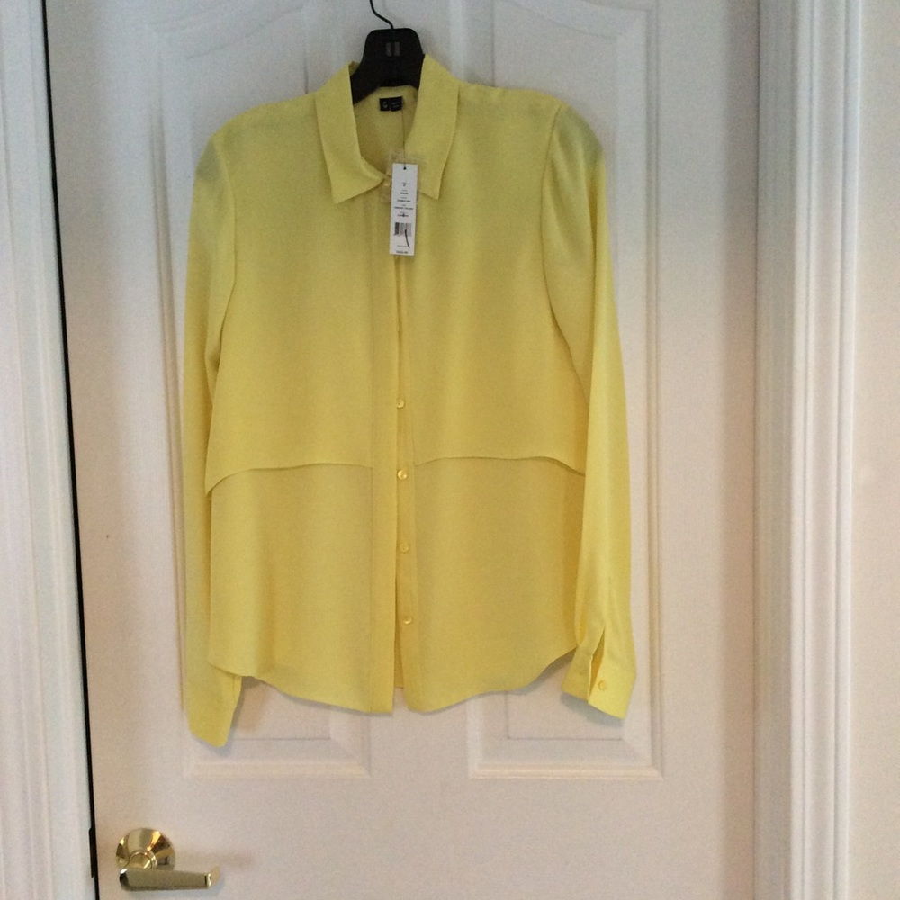 Butter Yellow Classic Theory Silk Blouse